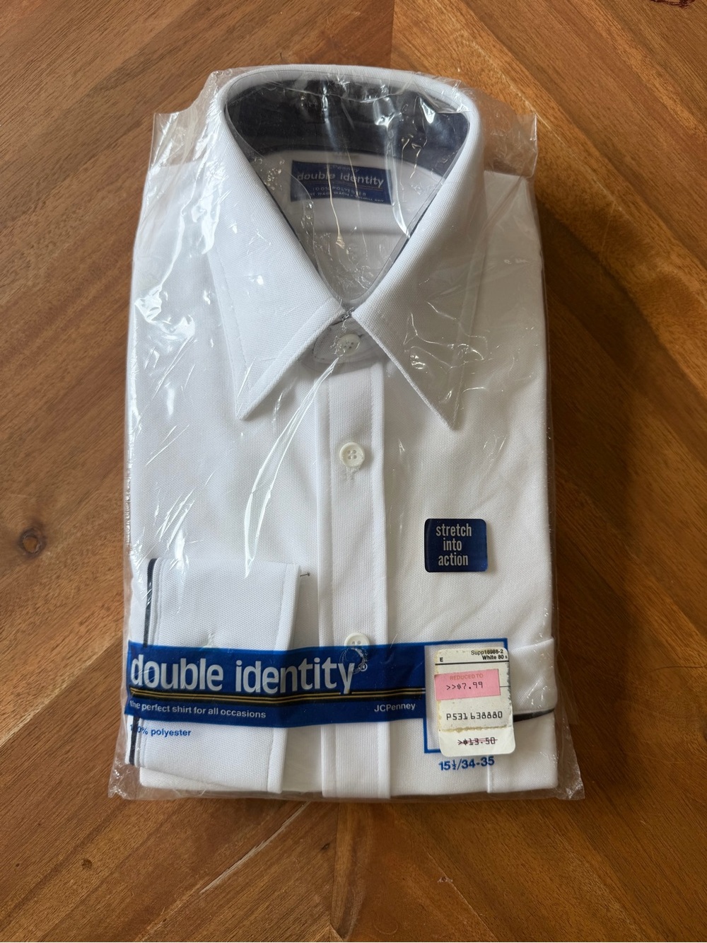 Vintage Men’s Dress Shirt 1970s JCPenney Double Identity 15.5 Deadstock